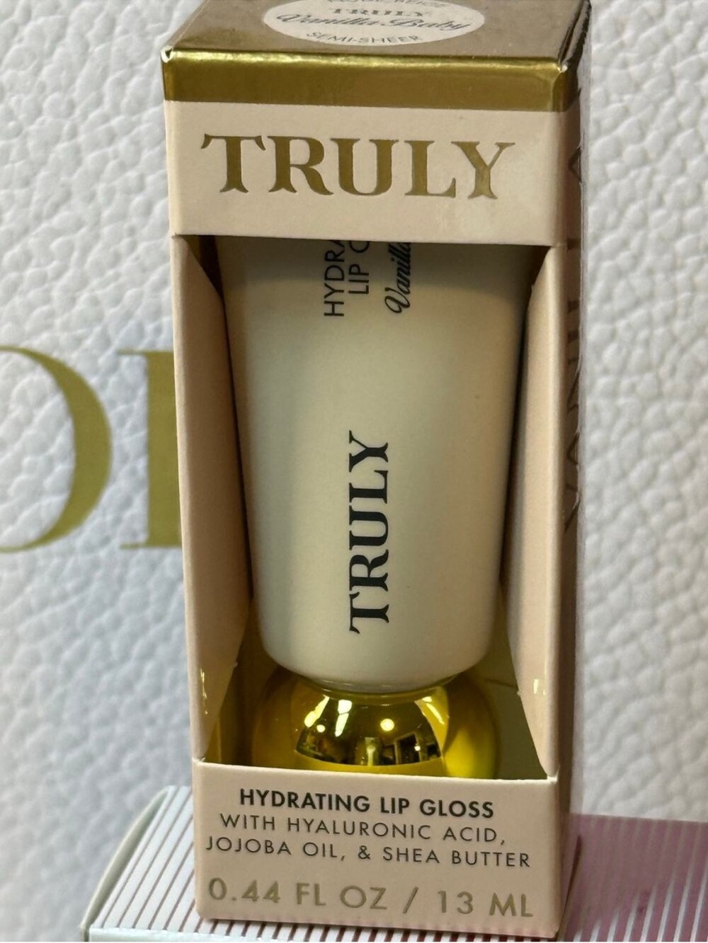 Truly Vanilla Baby Hydrating LipGloss w Hyaluronic Acid, Jojoba Oil,&Shea Butter